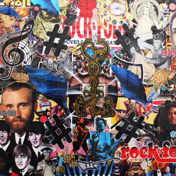 Collages intitulée "Rock&Folk" par Manu Mazaux, Œuvre d'art originale, Collages