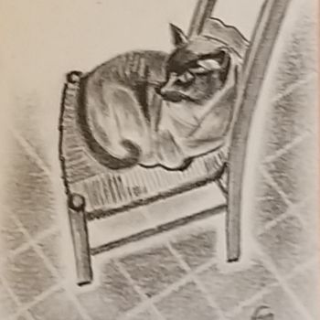 Disegno intitolato "Le chat" da Chien De Talus, Opera d'arte originale, Matita