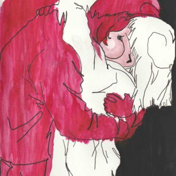 Картина под названием "Embrace" - Manuwolves, Подлинное произведение искусства, Акварель