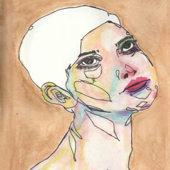 Painting titled "Hopeful" by Manuwolves, Original Artwork, Watercolor