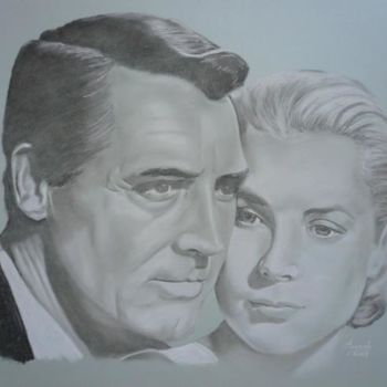 Dessin intitulée "Cary Grant et Grace…" par Manvale, Œuvre d'art originale