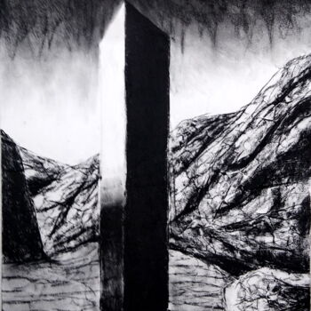 Σχέδιο με τίτλο "McCracken" από Michael E. Voss, Αυθεντικά έργα τέχνης, Κάρβουνο Τοποθετήθηκε στο Ξύλινο φορείο σκελετό