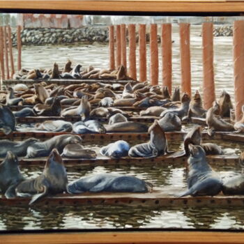 Painting titled "Astorian Bask" by Michael E. Voss, Original Artwork, Oil Mounted on Wood Stretcher frame