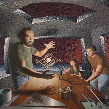 Картина под названием "Lunatic Sage" - Michael E. Voss, Подлинное произведение искусства, Масло Установлен на Деревянная рам…