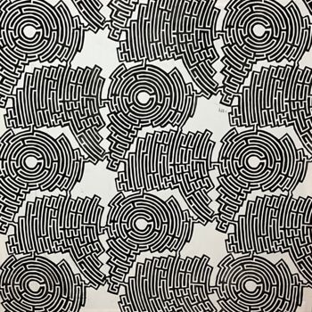 Druckgrafik mit dem Titel "Labyrinth #3" von Michael E. Voss, Original-Kunstwerk, Linoldrucke Auf Keilrahmen aus Holz montie…