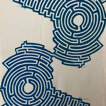 Druckgrafik mit dem Titel "Labyrinth #10" von Michael E. Voss, Original-Kunstwerk, Linoldrucke Auf Keilrahmen aus Holz monti…