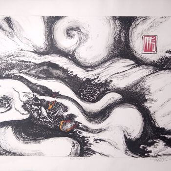 Printmaking titled "Water Dragon Number…" by Michael E. Voss, Original Artwork, Lithography