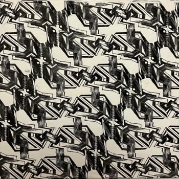 Prenten & gravures getiteld "Ducts and Illusions…" door Michael E. Voss, Origineel Kunstwerk, Linosnede Gemonteerd op Frame…