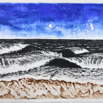 Gravures & estampes intitulée "Sand Sea and Sky" par Michael E. Voss, Œuvre d'art originale, Monotype
