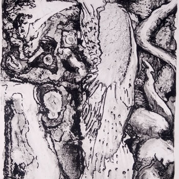 Отпечатки и Гравюры под названием "Bunny Owl Hex" - Michael E. Voss, Подлинное произведение искусства, Литография