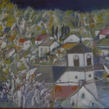 Schilderij getiteld "village-f8.jpg" door Marie-Rose Blattner, Origineel Kunstwerk