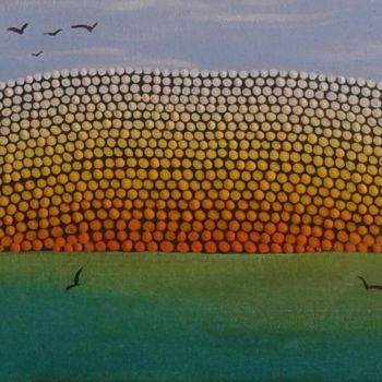 Malerei mit dem Titel "dune-et-piquets.jpg" von Manyvaloo, Original-Kunstwerk, Acryl