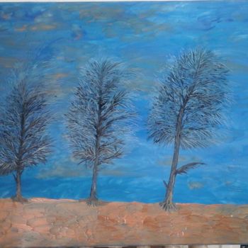 Painting titled "Les arbres dans la…" by Florence Castelli  Flofloyd, Original Artwork