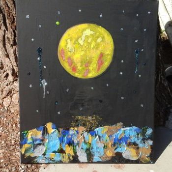 Картина под названием "La lune" - Florence Castelli  Flofloyd, Подлинное произведение искусства