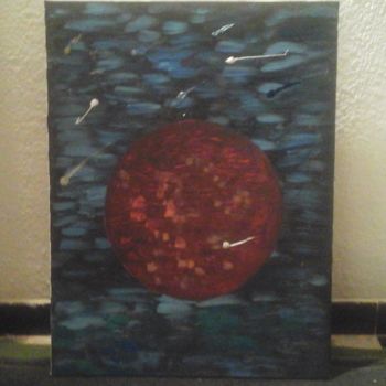 Painting titled "L'une rouge" by Florence Castelli  Flofloyd, Original Artwork