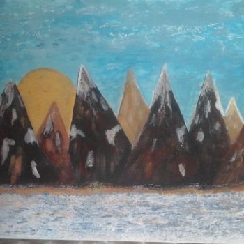 Peinture intitulée "Montagnes" par Florence Castelli  Flofloyd, Œuvre d'art originale, Gouache