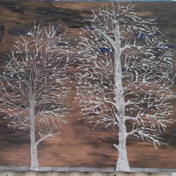 Peinture intitulée "Les 2 arbres" par Florence Castelli  Flofloyd, Œuvre d'art originale, Gouache