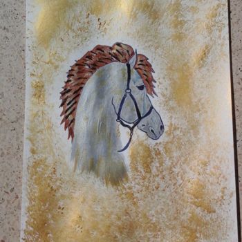 Peinture intitulée "Peinture de cheval…" par Florence Castelli  Flofloyd, Œuvre d'art originale, Gouache