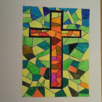 Dessin intitulée "Dessin de croix" par Florence Castelli  Flofloyd, Œuvre d'art originale, Marqueur