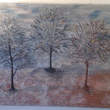 Painting titled "Des arbres en hiver" by Florence Castelli  Flofloyd, Original Artwork, Acrylic