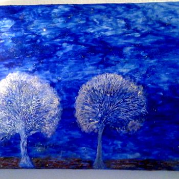 Painting titled "Des arbres sous la…" by Florence Castelli  Flofloyd, Original Artwork, Acrylic