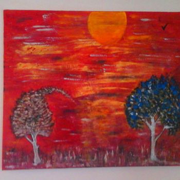 Painting titled "Mes 2 arbres" by Florence Castelli  Flofloyd, Original Artwork, Acrylic
