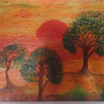 Картина под названием "Des arbres sous la…" - Florence Castelli  Flofloyd, Подлинное произведение искусства, Акрил
