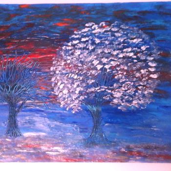 Painting titled "Nos amis les arbres" by Florence Castelli  Flofloyd, Original Artwork, Acrylic