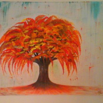 Painting titled "L arbre dans mes rê…" by Florence Castelli  Flofloyd, Original Artwork, Acrylic