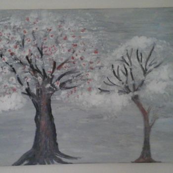 Peinture intitulée "Des arbres sous la…" par Florence Castelli  Flofloyd, Œuvre d'art originale, Acrylique