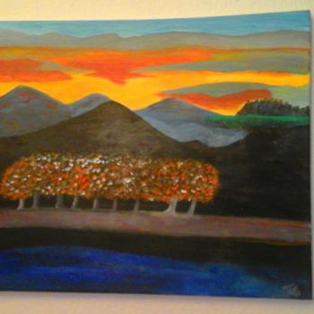 Painting titled "Un paysage à ma faç…" by Florence Castelli  Flofloyd, Original Artwork, Acrylic