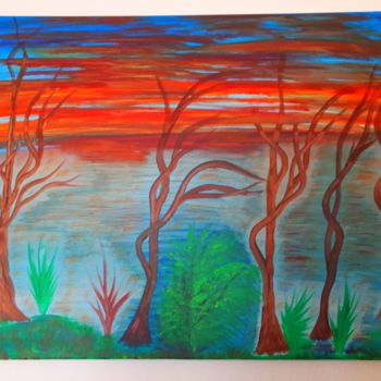 Картина под названием "Des arbres en Autom…" - Florence Castelli  Flofloyd, Подлинное произведение искусства, Акрил