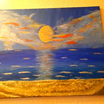 Schilderij getiteld "Couché de soleil su…" door Florence Castelli  Flofloyd, Origineel Kunstwerk, Acryl