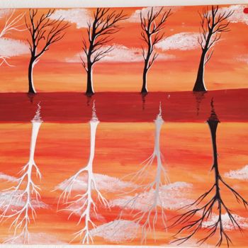 Malerei mit dem Titel "Mon tableau d arbres" von Florence Castelli  Flofloyd, Original-Kunstwerk, Acryl