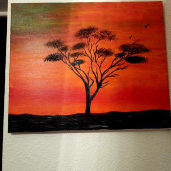 Картина под названием "Mon arbre solitaire" - Florence Castelli  Flofloyd, Подлинное произведение искусства, Акрил