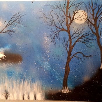 Peinture intitulée "Ma forêt mystérieuse" par Florence Castelli  Flofloyd, Œuvre d'art originale, Bombe aérosol
