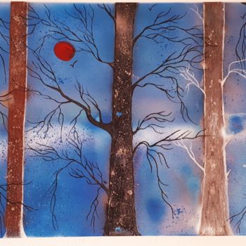 Malerei mit dem Titel "Les 3 arbres" von Florence Castelli  Flofloyd, Original-Kunstwerk, Acryl