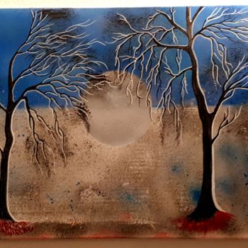 Painting titled "Des arbres dans la…" by Florence Castelli  Flofloyd, Original Artwork, Spray paint