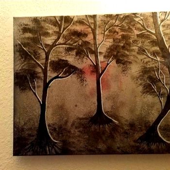 Painting titled "Les 3 arbres" by Florence Castelli  Flofloyd, Original Artwork, Spray paint