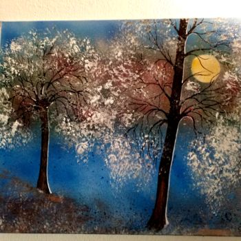 Peinture intitulée "Mes 2 arbres" par Florence Castelli  Flofloyd, Œuvre d'art originale, Bombe aérosol
