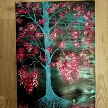 Painting titled "L arbre sur papier…" by Florence Castelli  Flofloyd, Original Artwork, Acrylic