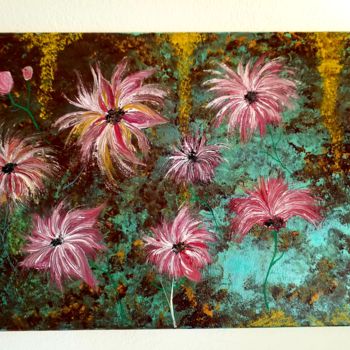 Painting titled "De belles fleurs" by Florence Castelli  Flofloyd, Original Artwork, Acrylic