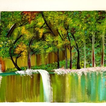 Картина под названием "Ma forêt mystérieuse" - Florence Castelli  Flofloyd, Подлинное произведение искусства, Акрил