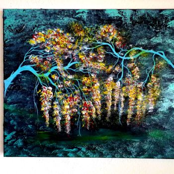 Malerei mit dem Titel "Forêt je t aime" von Florence Castelli  Flofloyd, Original-Kunstwerk, Acryl