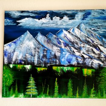 Malerei mit dem Titel "Paysage de montagne" von Florence Castelli  Flofloyd, Original-Kunstwerk, Acryl