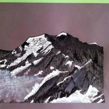 图画 标题为“Des montagnes à ma…” 由Florence Castelli  Flofloyd, 原创艺术品, 墨