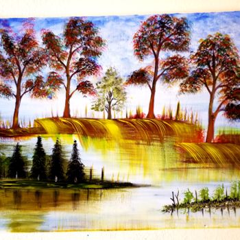 Painting titled "Ma nouvelle forêt" by Florence Castelli  Flofloyd, Original Artwork, Acrylic