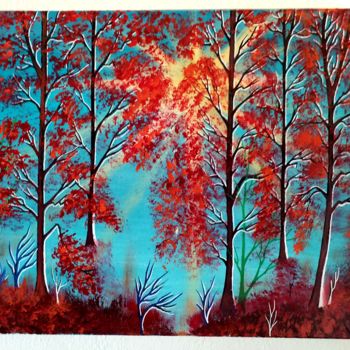 Painting titled "Ma forêt magique 2" by Florence Castelli  Flofloyd, Original Artwork, Acrylic