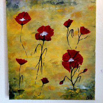 Painting titled "Les coquelicots" by Florence Castelli  Flofloyd, Original Artwork, Acrylic