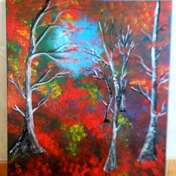 Painting titled "Forêt atypique" by Florence Castelli  Flofloyd, Original Artwork, Acrylic